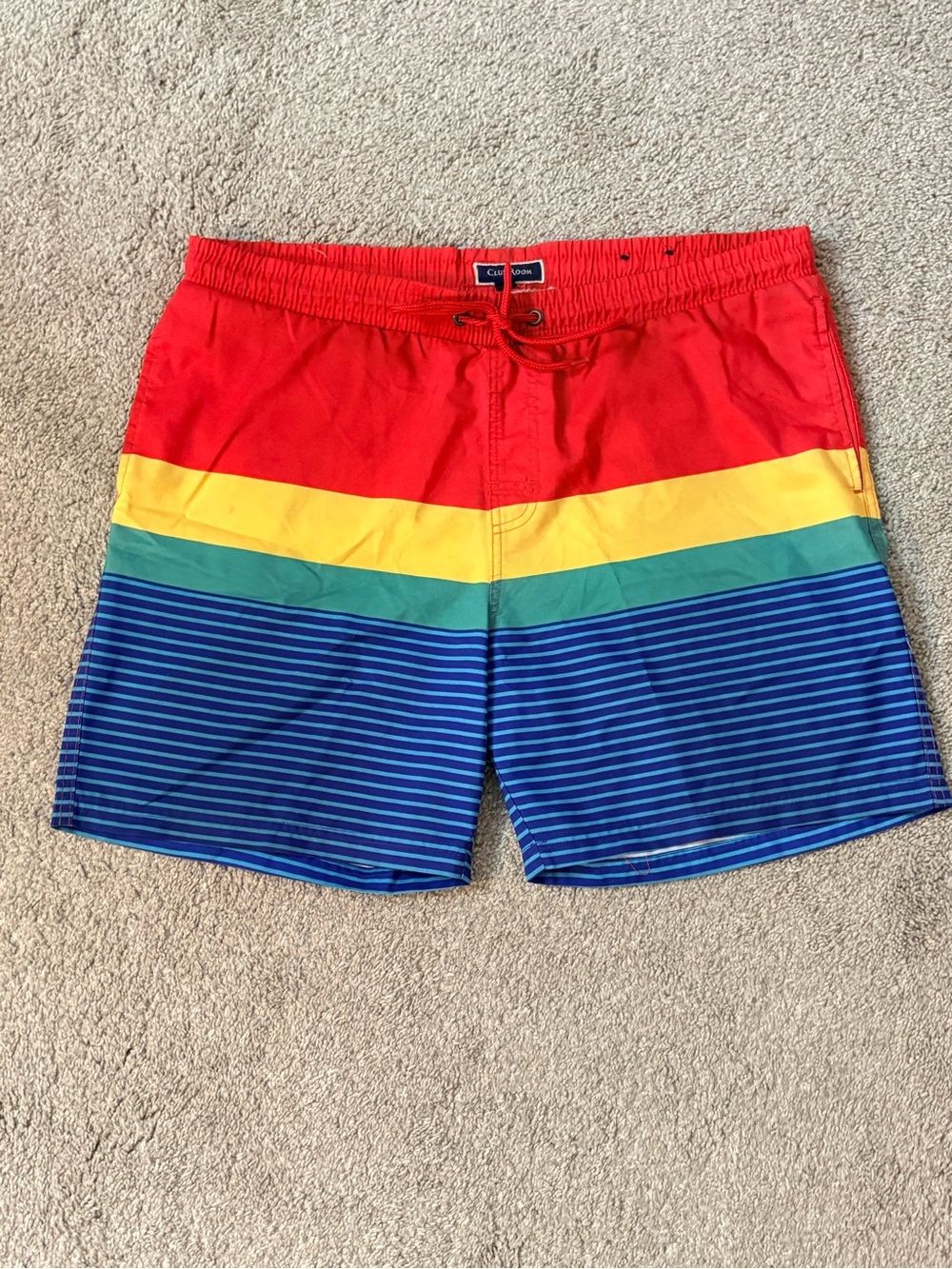 Men’s Stripe Swim Trunks - Red/Yellow/Green/Blue